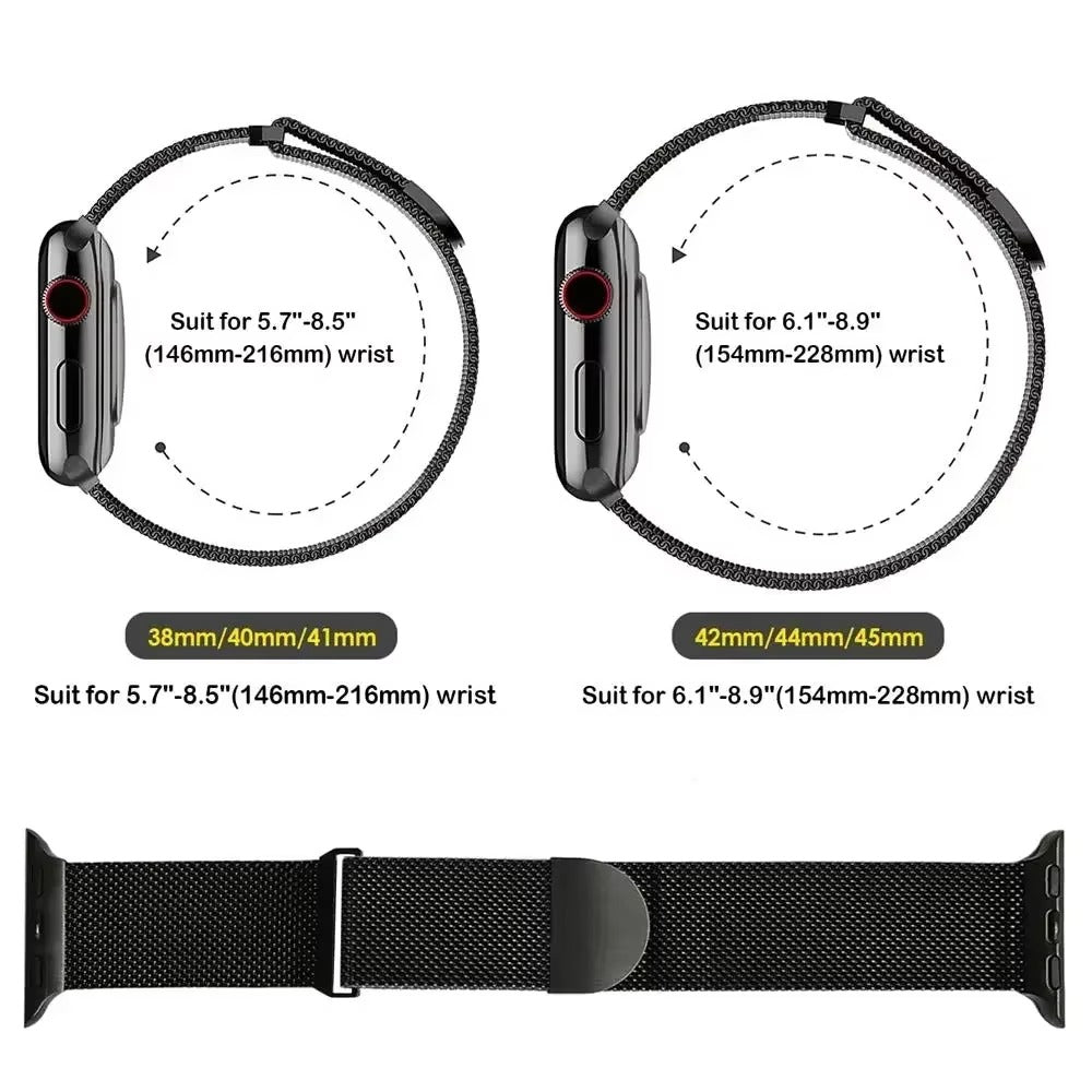 Metal Milanese Strap for Apple Watch Band Ultra 3/2 49mm 11 10 9 8 7 Magnetic Bracelet iWatch 6 5 4 SE2 46mm 45mm 41mm 44mm 40mm