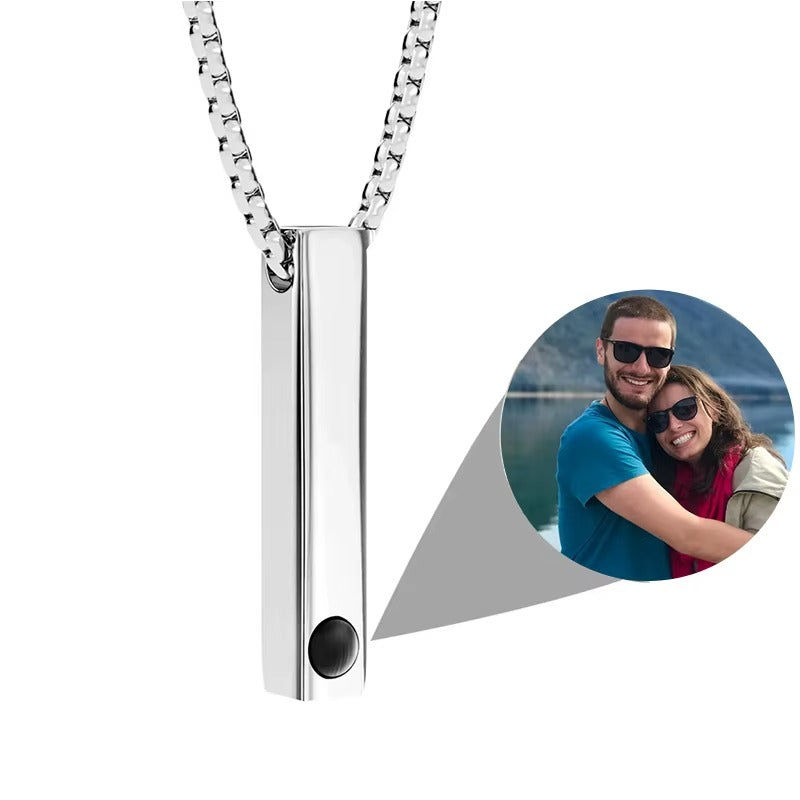 Custom Photo Projection Bar Necklace Picture Personalized Necklace Customized Photo Pendant Necklaces with Picture Jewelry Gift