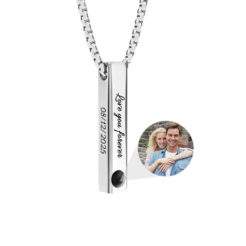 Custom Photo Projection Bar Necklace Picture Personalized Necklace Customized Photo Pendant Necklaces with Picture Jewelry Gift