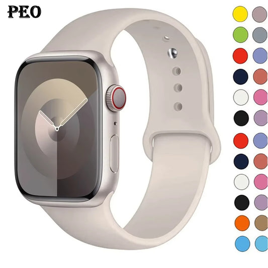 Silicone Band For Apple Watch strap 44mm 45mm 40mm 41mm 42-38mm 45 46 mm sport bracelet iwatch series 11 10 8 7 6 5 4 3 SE 9 Ultra 3 2 49mm