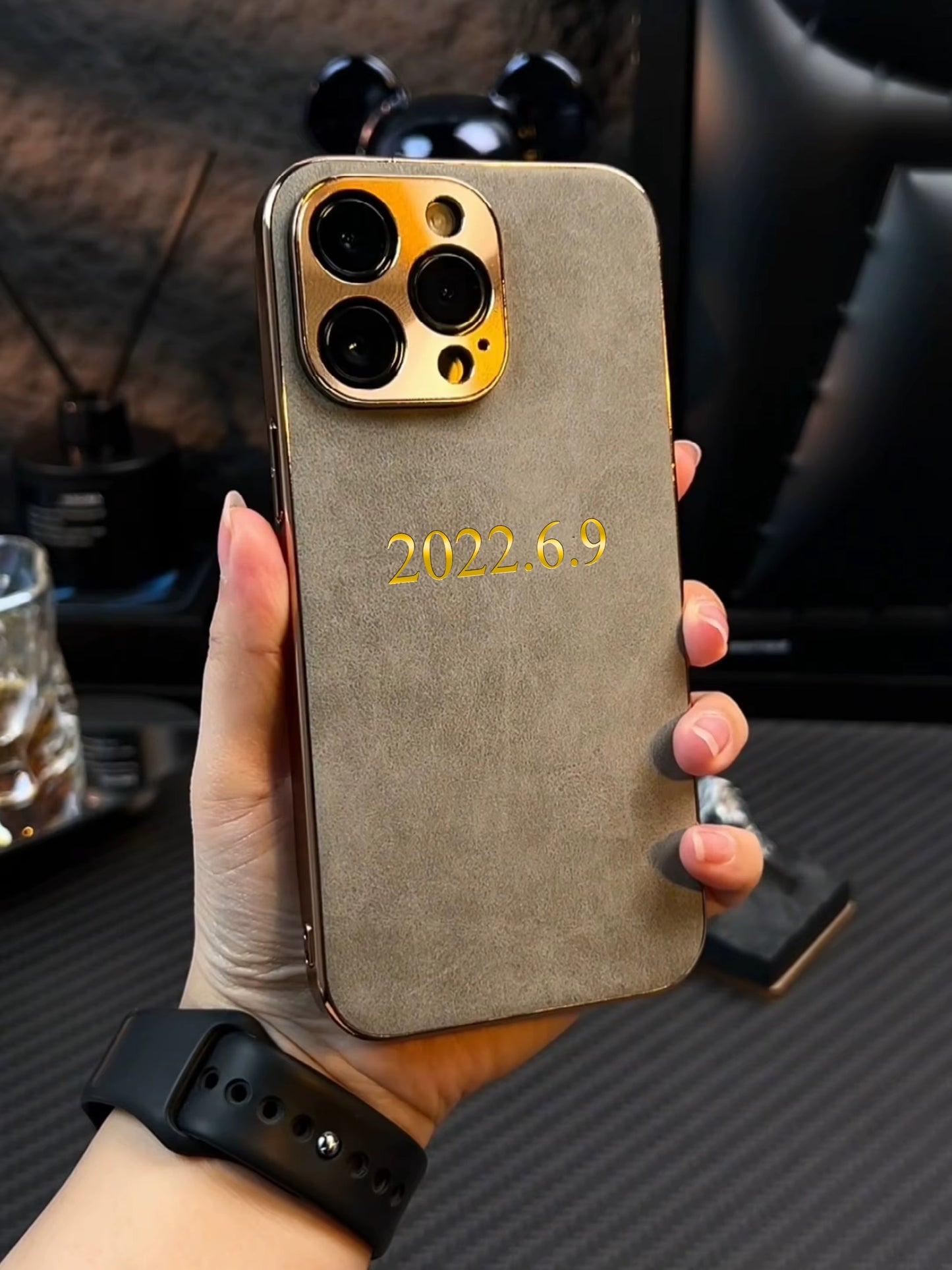 Personalised Customized Leather Name Case For iPhone 11 12 13 14 15 16 17 Pro Max 17 Air Plating Frame Lambskin Initials Cover