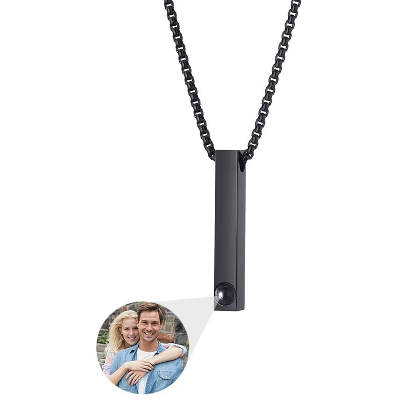 Custom Photo Projection Bar Necklace Picture Personalized Necklace Customized Photo Pendant Necklaces with Picture Jewelry Gift