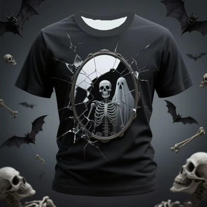 3D Print Skeleton Ghost T-Shirt For Men Halloween Pumpkin Graphic Tees Casual O-Neck