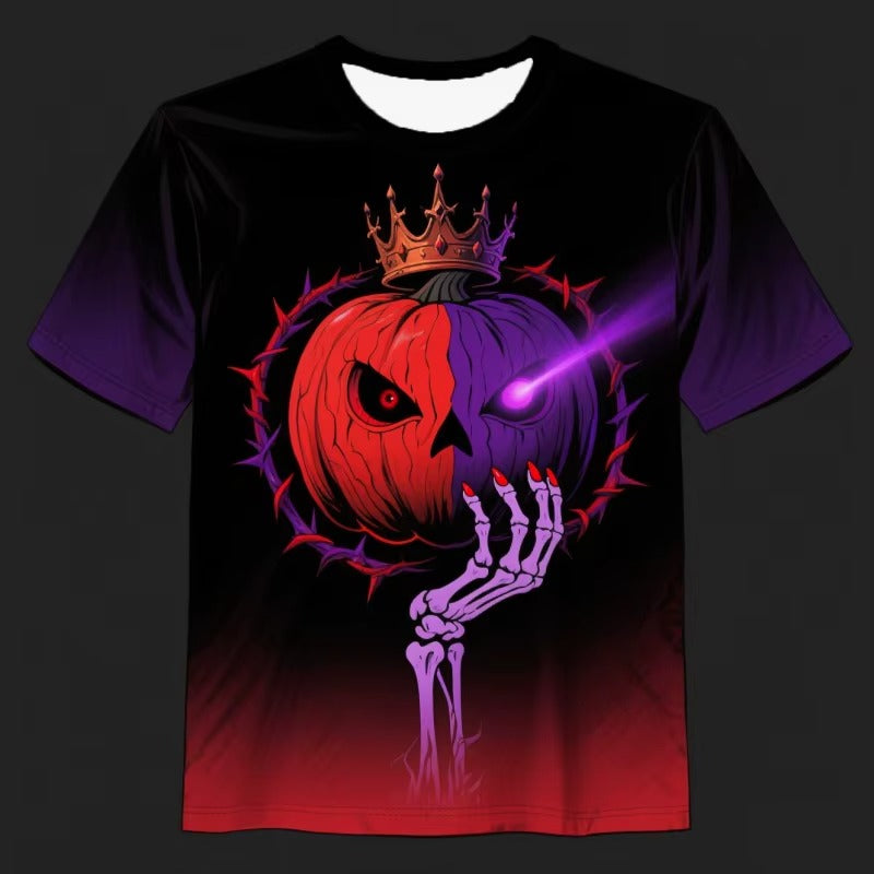 3D Print Skeleton Ghost T-Shirt For Men Halloween Pumpkin Graphic Tees Casual O-Neck