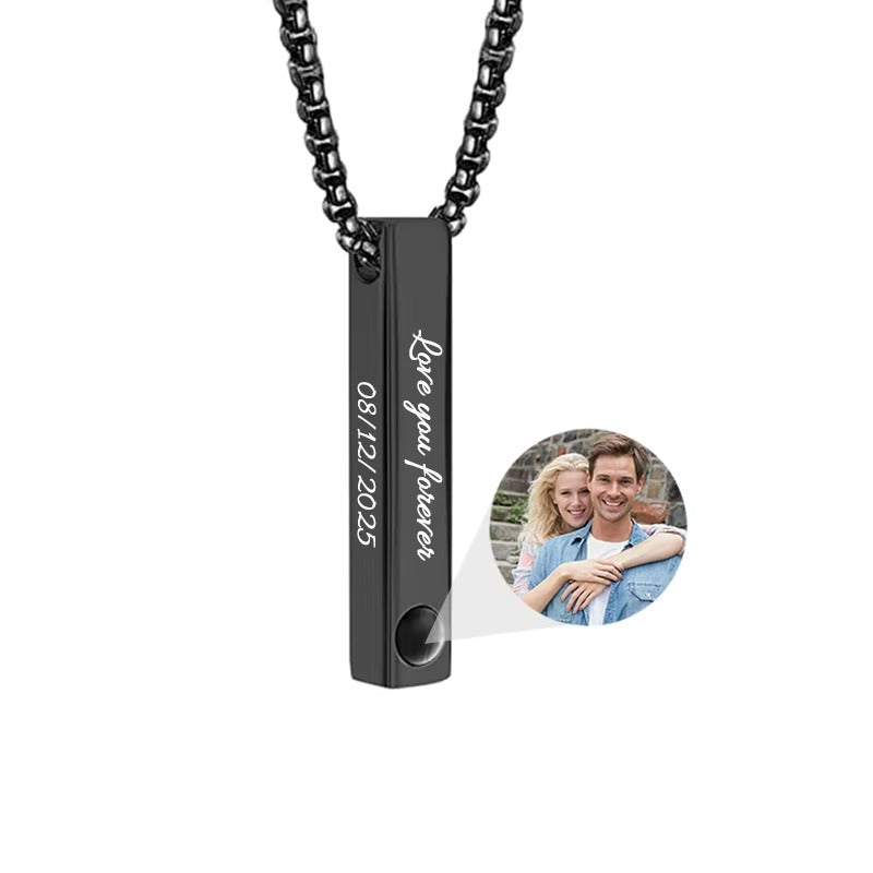 Custom Photo Projection Bar Necklace Picture Personalized Necklace Customized Photo Pendant Necklaces with Picture Jewelry Gift