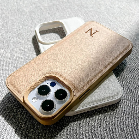 Personalized Phone Case for iPhone 11 12 13 14 15 16 Pro Max Plus Custom Name Initial 3D Hot Embossed Faux Leather Protect Cover