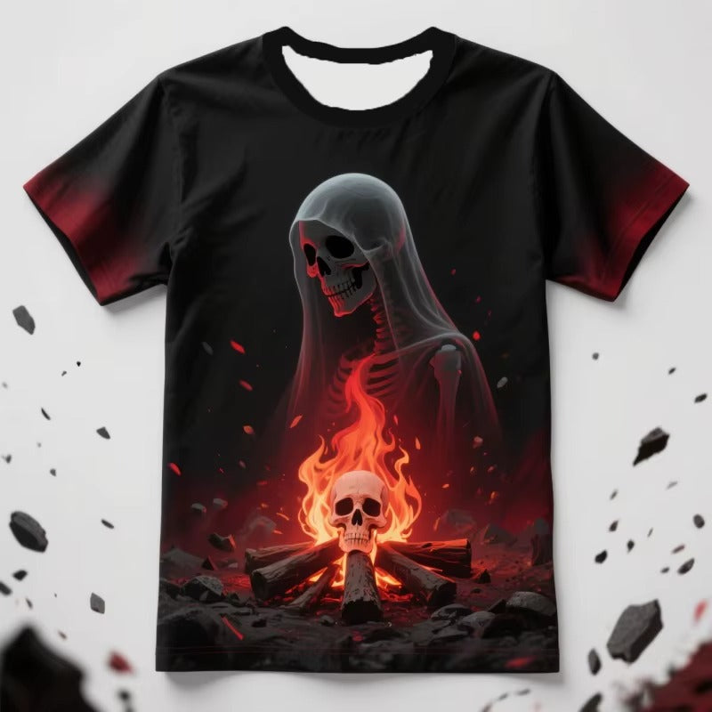 3D Print Skeleton Ghost T-Shirt For Men Halloween Pumpkin Graphic Tees Casual O-Neck