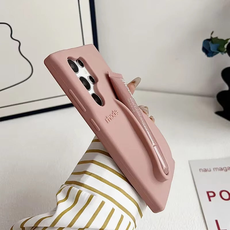 Genuine Lip Case with Lip Gloss Set for Samsung Galaxy S25 S24 S23 Ultra A17 A35 A56 A26 Silicone Bubble Cover With Gift Box
