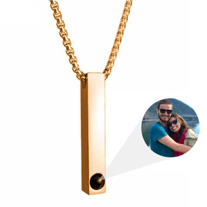 Custom Photo Projection Bar Necklace Picture Personalized Necklace Customized Photo Pendant Necklaces with Picture Jewelry Gift