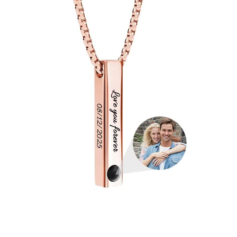 Custom Photo Projection Bar Necklace Picture Personalized Necklace Customized Photo Pendant Necklaces with Picture Jewelry Gift