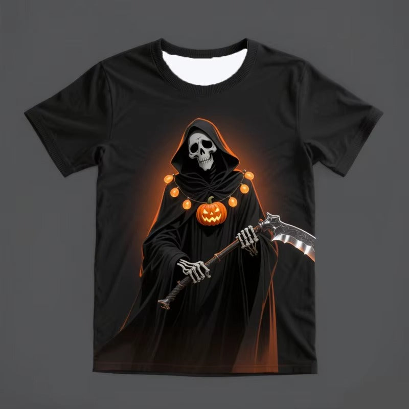 3D Print Skeleton Ghost T-Shirt For Men Halloween Pumpkin Graphic Tees Casual O-Neck