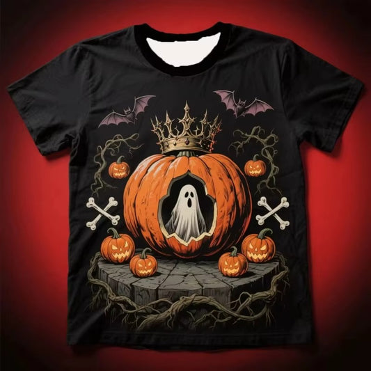3D Print Skeleton Ghost T-Shirt For Men Halloween Pumpkin Graphic Tees Casual O-Neck